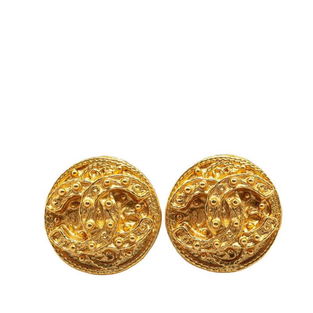 CHANEL Gold Logo Earrings